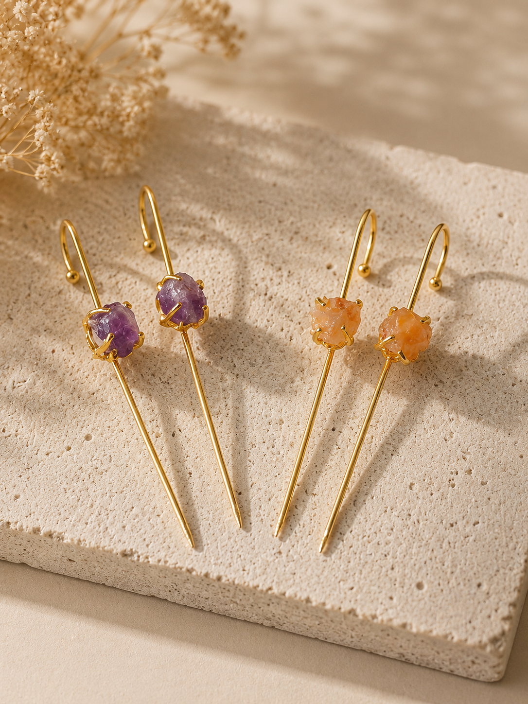 Ameera Amethyst Raw Crystal Ear Cuff | AAKAASHI House of AAKAASHI