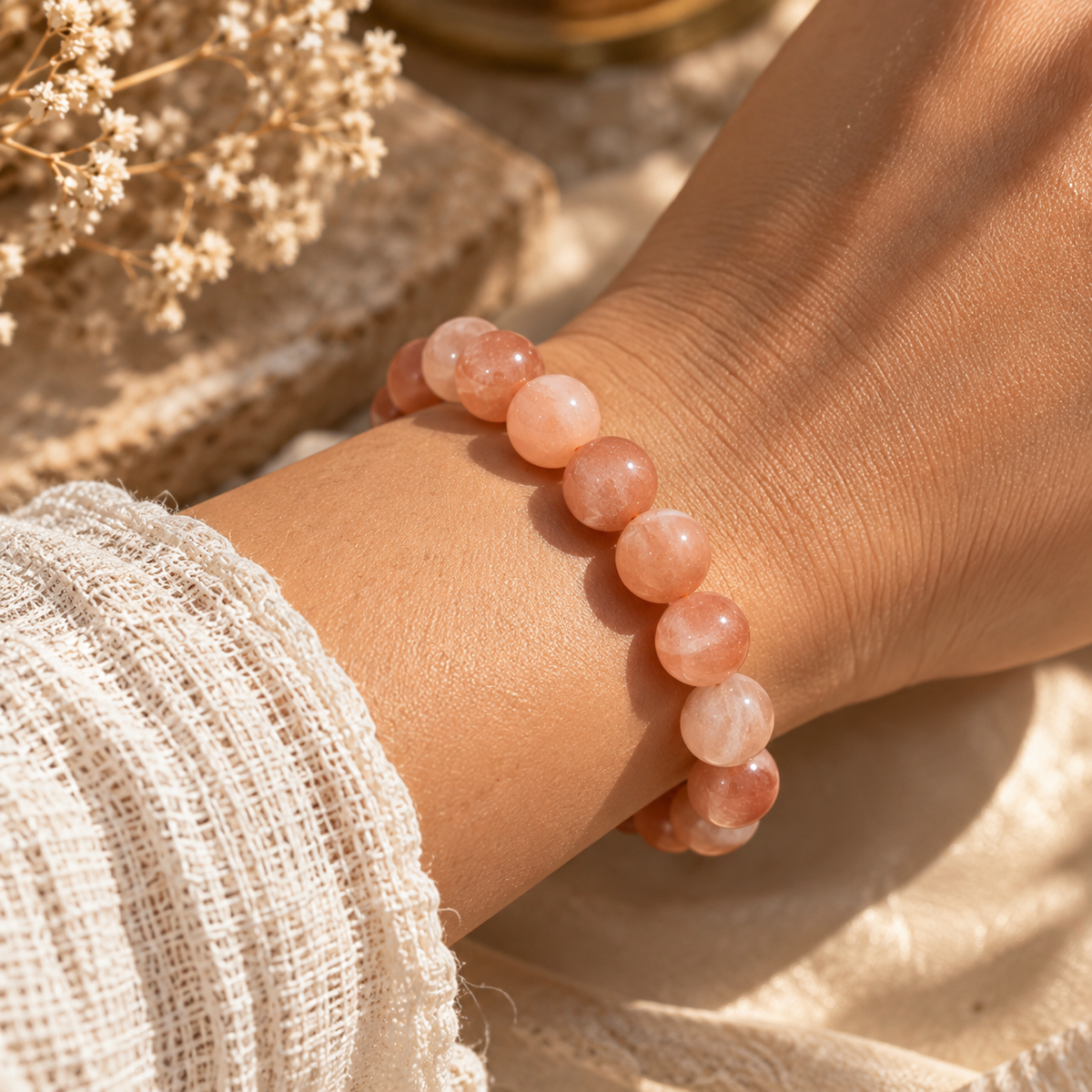 Arunika Natural Sunstone Bead Bracelet House of AAKAASHI