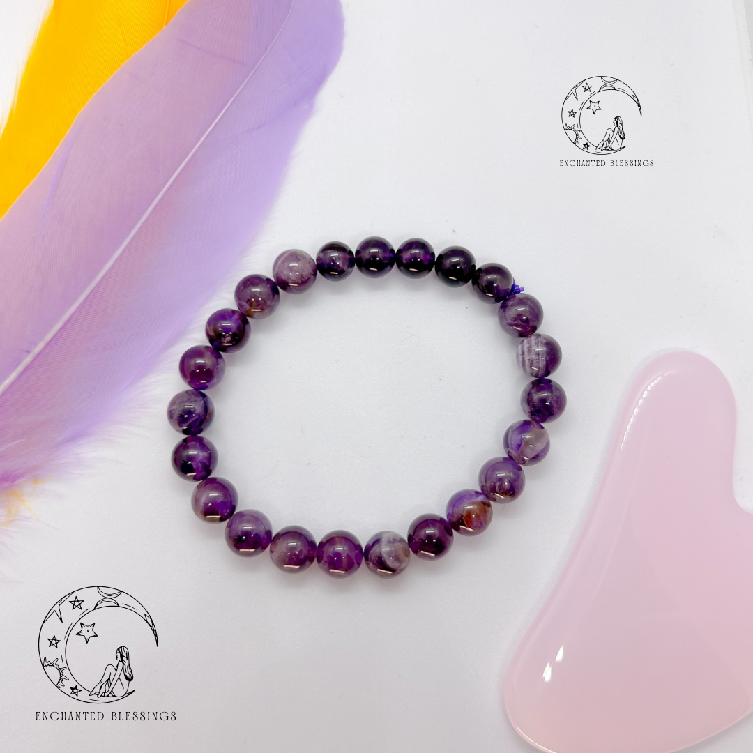 Natural Amethyst Crystal Bracelet 8mm Round Beads | Healing, Protection & Spiritual Growth