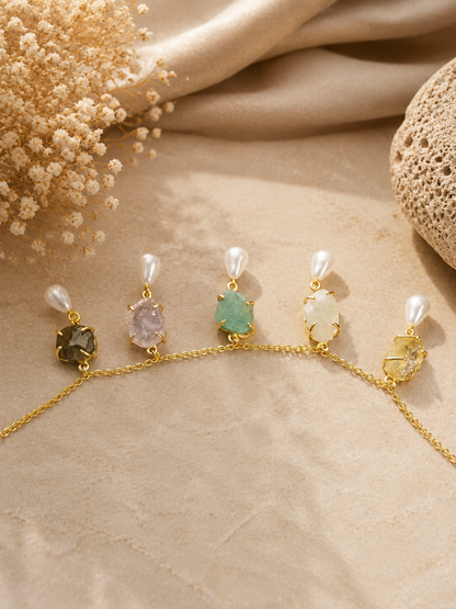 Aurora Pearl Multi Crystal Necklace | Amazonite, Moonstone, Rose Quartz, Citrine & Labradorite Necklace for Women House of AAKAASHI