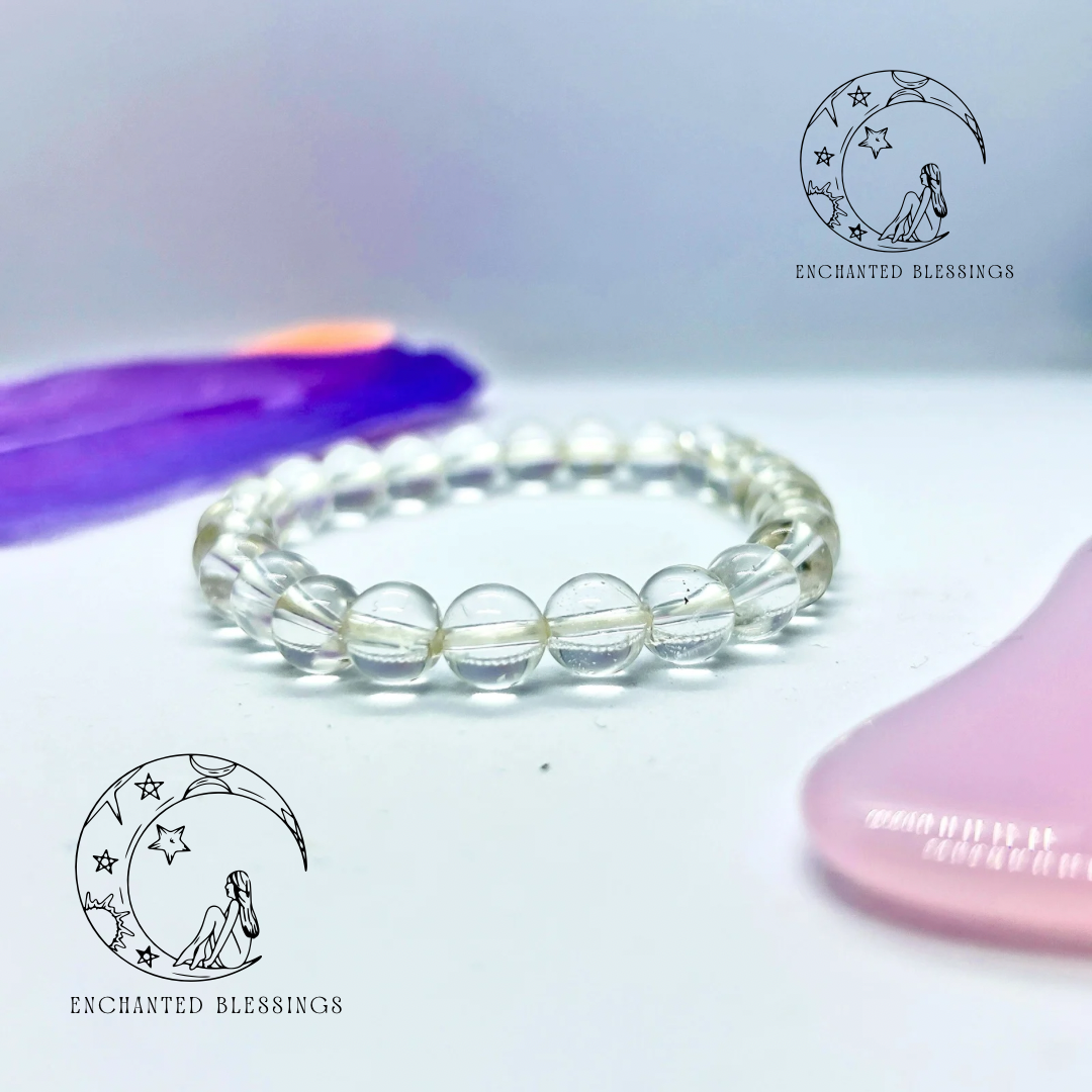 Clear Quartz Crystal Bracelet 8mm Round Beads | Healing, Clarity & Positive Energy
