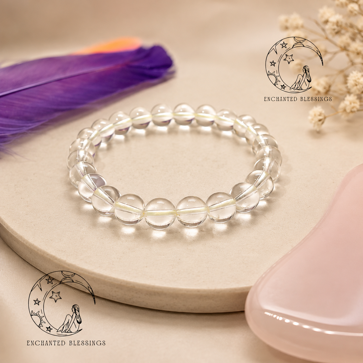 Clear Quartz Crystal Bracelet 8mm Round Beads | AAKAASHI House of AAKAASHI