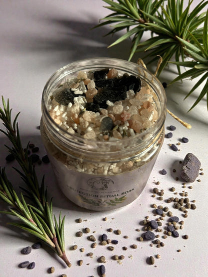 Protection Ritual Soak | Black Tourmaline Epsom Bath Salts for Cleansing, Grounding & Energy Protection | Luxury Spiritual Bath Soak 200g House of AAKAASHI