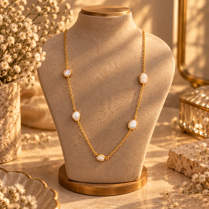 Muktika Pearl Whisper Necklace | 18K Gold Plated House of AAKAASHI