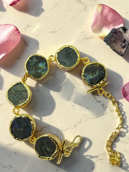 Natural Labradorite Bracelet | Healing Crystal Bracelet for Protection & Intuition | 18K Gold Plated | House of AAKAASHI House of AAKAASHI