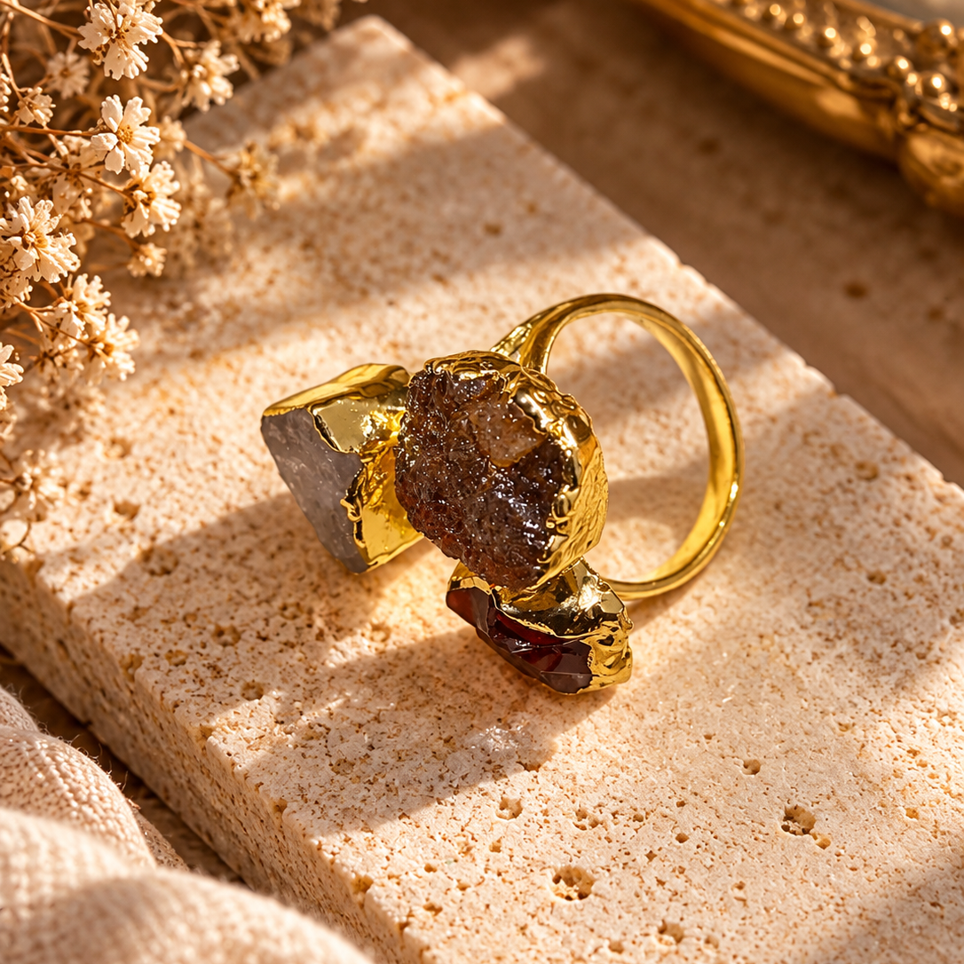 Rudra Raw Crystal Trio Ring | AAKAASHI House of AAKAASHI