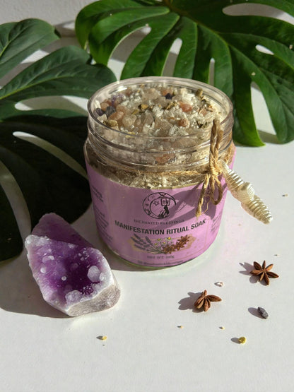 Manifestation Ritual Soak | Amethyst & Clear Quartz Epsom Bath Salts for Clarity, Relaxation & Spiritual Wellness | Luxury Crystal Bath Soak 200g House of AAKAASHI