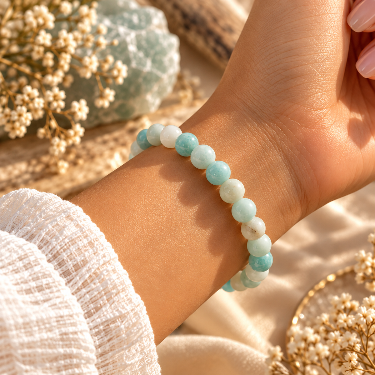 Meher Natural Amazonite Bead Bracelet House of AAKAASHI