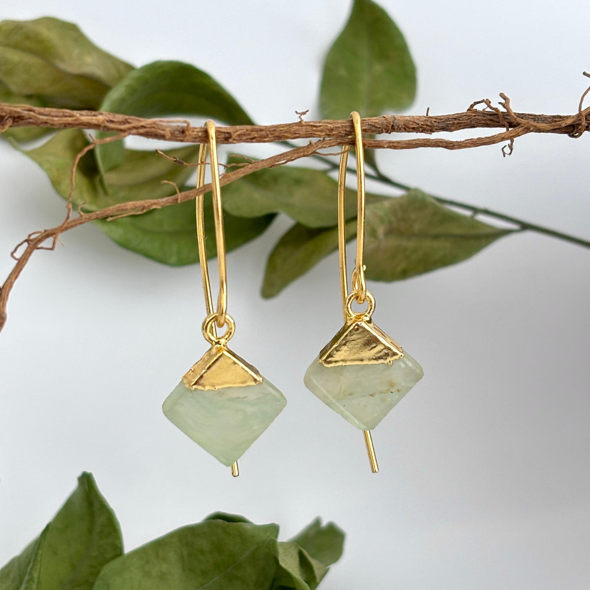 Vasudha Green Aventurine Thread Earrings | AAKAASHI House of AAKAASHI
