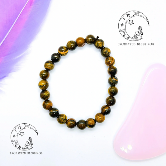 Tiger Eye Crystal Bracelet 8mm Round Beads | Protection, Confidence & Good Luck House of AAKAASHI