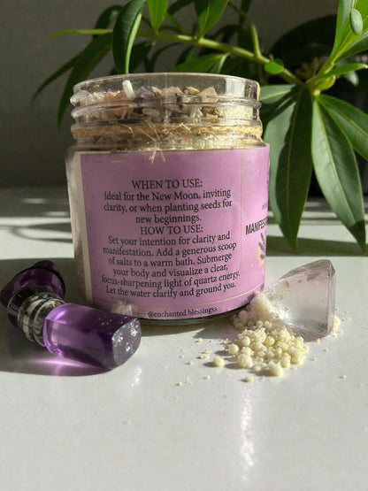 Manifestation Ritual Soak | Amethyst & Clear Quartz Epsom Bath Salts for Clarity, Relaxation & Spiritual Wellness | Luxury Crystal Bath Soak 200g House of AAKAASHI