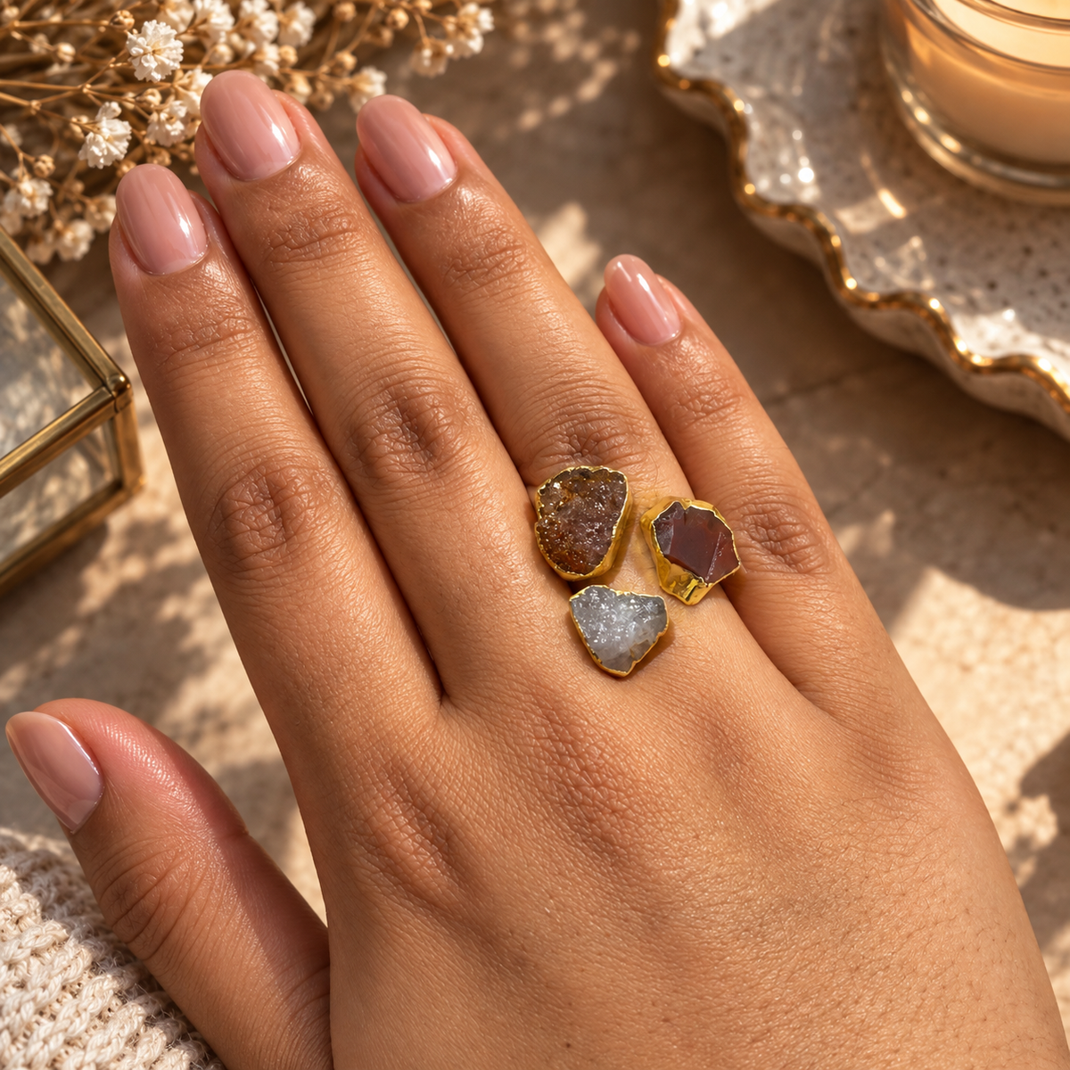 Rudra Raw Crystal Trio Ring | AAKAASHI House of AAKAASHI