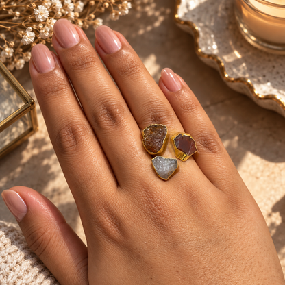 Rudra Raw Crystal Trio Ring | AAKAASHI House of AAKAASHI