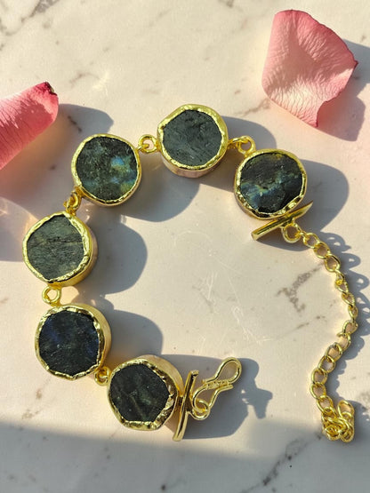 Natural Labradorite Bracelet | Healing Crystal Bracelet for Protection & Intuition | 18K Gold Plated | House of AAKAASHI House of AAKAASHI