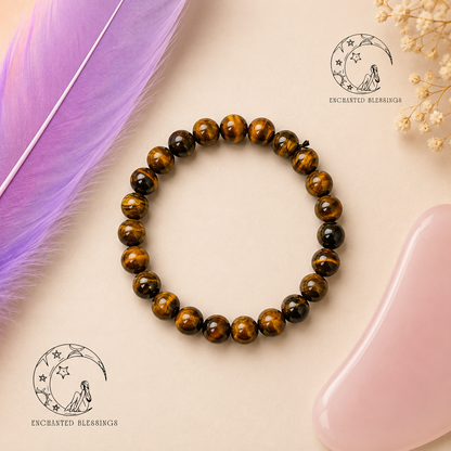 Tiger Eye Crystal Bracelet 8mm Round Beads | AAKAASHI House of AAKAASHI