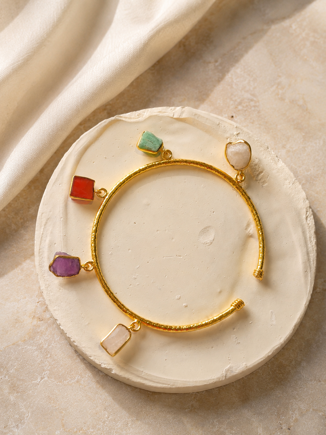 Harmony Spectrum Crystal Bracelet | Amethyst, Rose Quartz, Moonstone, Amazonite & Carnelian Gold Plated Bracelet for Women