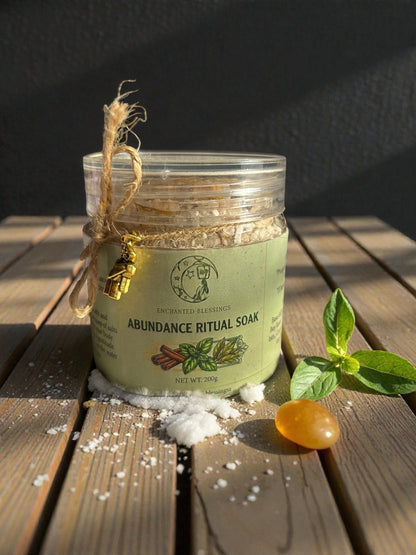 Abundance Ritual Soak | Citrine & Green Aventurine Epsom Bath Salts for Prosperity, Success & Manifestation | Luxury Crystal Bath Soak 200g House of AAKAASHI