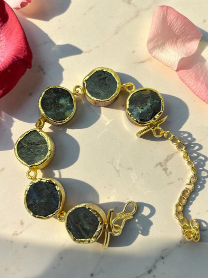 Natural Labradorite Bracelet | Healing Crystal Bracelet for Protection & Intuition | 18K Gold Plated | House of AAKAASHI House of AAKAASHI