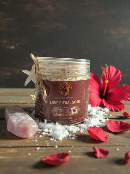 Love Ritual Soak | Rose Quartz Epsom Bath Salts for Self Love, Relaxation & Heart Chakra Healing | Luxury Crystal Infused Bath Soak 200g House of AAKAASHI