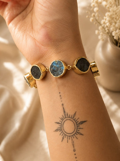 Natural Labradorite Bracelet | Healing Crystal Bracelet for Protection & Intuition | 18K Gold Plated | House of AAKAASHI House of AAKAASHI