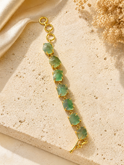 Verdant Fluorite Crystal Link Bracelet | 18K Gold Plated Adjustable Bracelet for Women - House of AAKAASHI