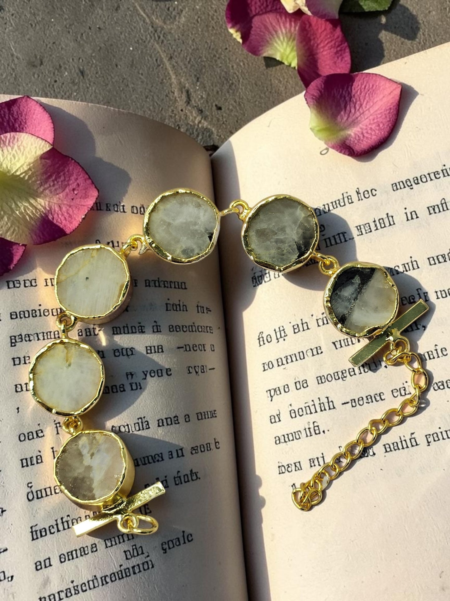 Rainbow Moonstone Crystal Bracelet for Women | Natural Moonstone Bracelet | 18K Gold Plated Brass | House of AAKAASHI