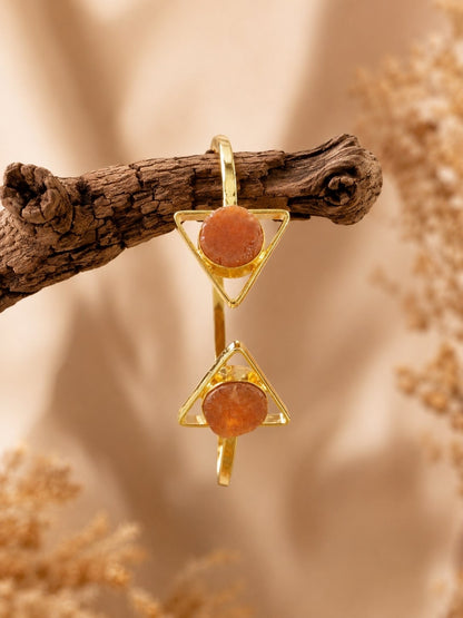 Ember Glow Carnelian Cuff Bracelet | Adjustable 18K Gold Plated Crystal Bracelet for Women - House of AAKAASHI