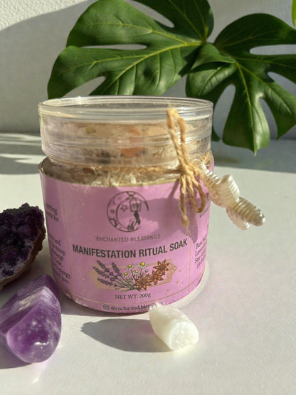 Manifestation Ritual Soak | Amethyst & Clear Quartz Epsom Bath Salts for Clarity, Relaxation & Spiritual Wellness | Luxury Crystal Bath Soak 200g House of AAKAASHI
