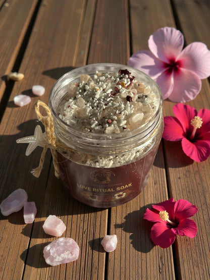 Love Ritual Soak | Rose Quartz Epsom Bath Salts for Self Love, Relaxation & Heart Chakra Healing | Luxury Crystal Infused Bath Soak 200g House of AAKAASHI