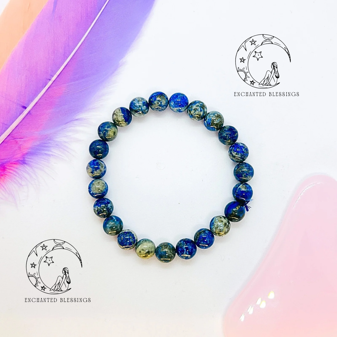 Natural Lapis Lazuli Crystal Bracelet 8mm Round Beads | Wisdom, Confidence & Communication