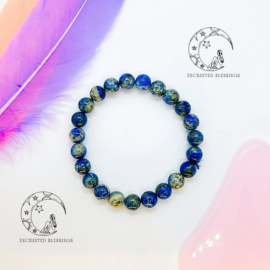 Natural Lapis Lazuli Crystal Bracelet 8mm Round Beads | Wisdom, Confidence & Communication