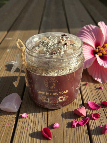 Love Ritual Soak | Rose Quartz Epsom Bath Salts for Self Love, Relaxation & Heart Chakra Healing | Luxury Crystal Infused Bath Soak 200g House of AAKAASHI