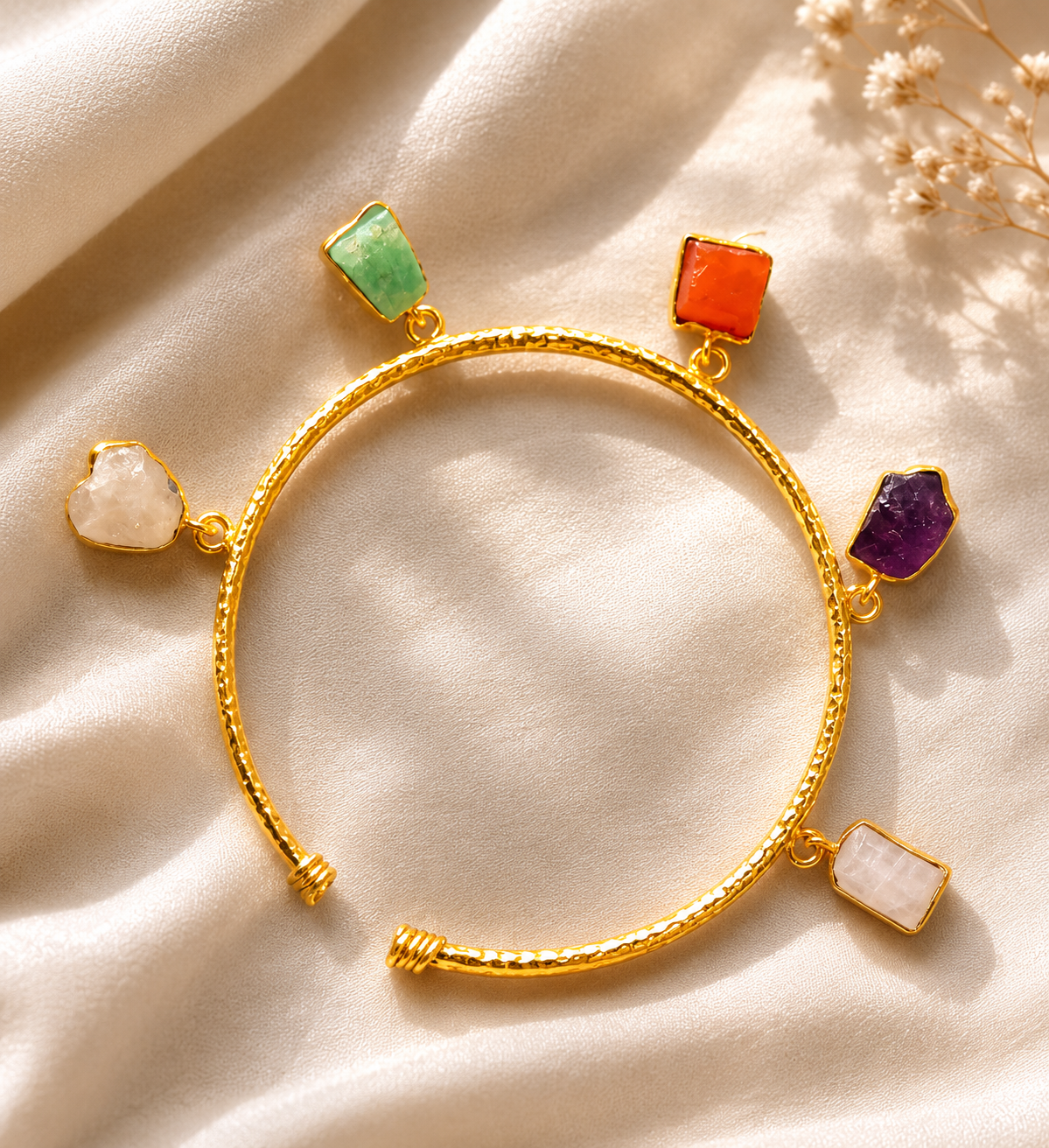 Harmony Spectrum Crystal Bracelet | Amethyst, Rose Quartz, Moonstone, Amazonite & Carnelian Gold Plated Bracelet for Women