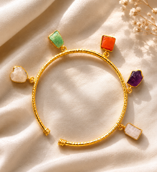 Harmony Spectrum Crystal Bracelet | Amethyst, Rose Quartz, Moonstone, Amazonite & Carnelian Gold Plated Bracelet for Women - House of AAKAASHI