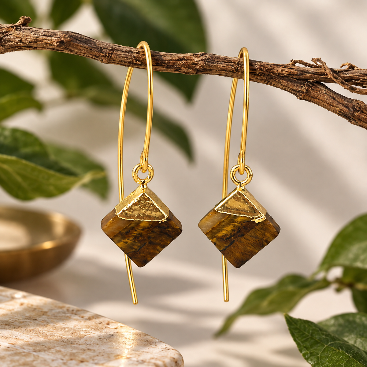 Aranya Tiger Eye Thread Drop Earrings | AAKAASHI House of AAKAASHI