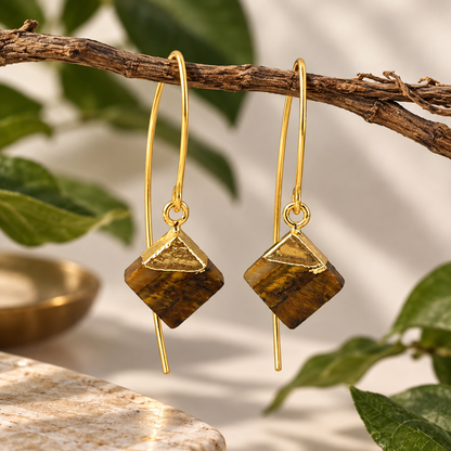Aranya Tiger Eye Thread Drop Earrings | AAKAASHI House of AAKAASHI