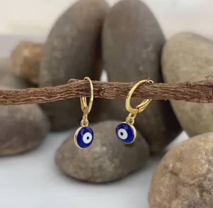 Nazaré Evil Eye Hoop Earrings | 18K Gold Plated